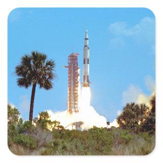 NASA Apollo 16 Saturn V Rocket Launch Square Sticker