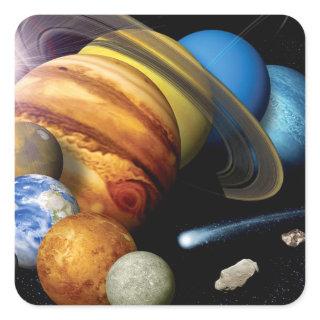 NASA JPL Solar System Planets Montage Space Photos Square Sticker