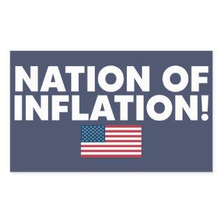 NATION OF INFLATION Text w/U,S. Flag  Rectangular Sticker