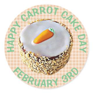 National Carrot Cake Day February 3rd Holiday Classic Round Sticker