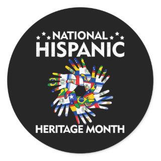 National Hispanic Heritage Countries Hands Flag Classic Round Sticker