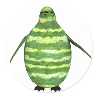 National Watermelon Day Penguin Classic Round Sticker