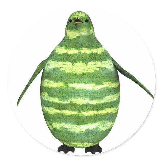 National Watermelon Day Penguin Classic Round Sticker