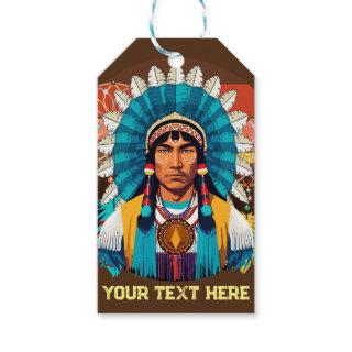 Native American Chief Powerful Portrait Gift Tags