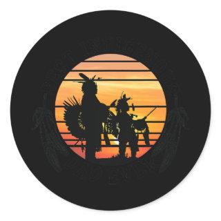 Native American Dad Father's Day Gift Apparel  Classic Round Sticker