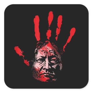 Native American Indigenous Red Hand Indian Blood T Square Sticker