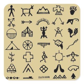 Native American Picture Symbols Square Sticker