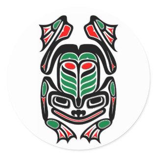 Native Haida Art Frog - black on white Classic Round Sticker