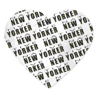 Native New Yorker Pattern Heart Sticker