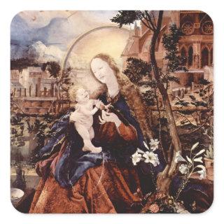 NATIVITY WITH WHITE LILLES - MAGIC OF CHRISTMAS SQUARE STICKER