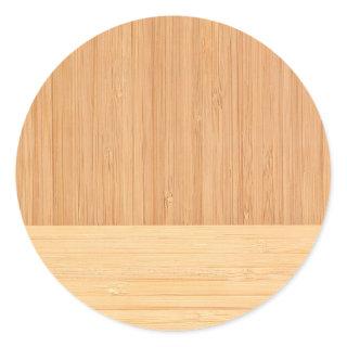 Natural Bamboo Border Wood Grain Look Classic Round Sticker