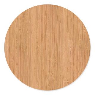 Natural Bamboo Wood Grain Look Classic Round Sticker