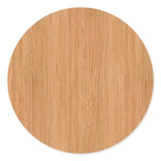 Natural Bamboo Wood Grain Look Classic Round Sticker