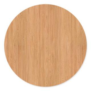 Natural Bamboo Wood Grain Look Classic Round Sticker