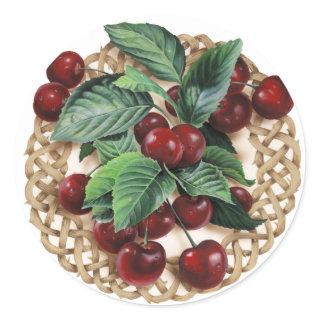 Natural Circle Celtic Knot with Cherries Artwork. Classic Round Sticker