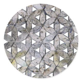 Natural Gray Stone Mosaic pattern flower of life Classic Round Sticker