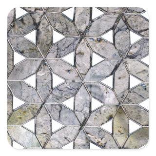 Natural Gray Stone Mosaic pattern flower of life Square Sticker