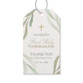 Natural Green Foliages First Holy Communion Gift Tags