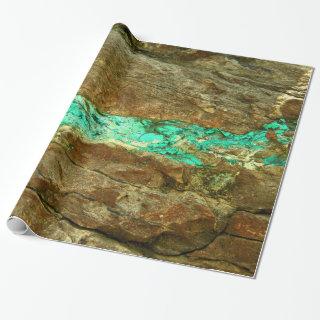 Natural turquoise vein in rough brown stone