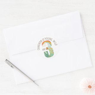 Natural Wonder Young Wild and Three Birthday Classic Round Sticker