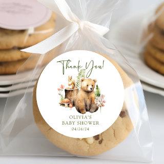 Nature's Delight Bear Baby Shower Classic Round Sticker