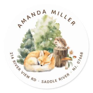 Nature's Delight Fox Baby Shower Address Label