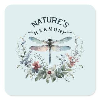 Nature's Harmony - Artistic Dragonfly Square Sticker