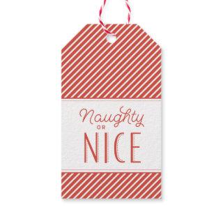 Naughty or Nice Red Stripe Christmas Gift Tag