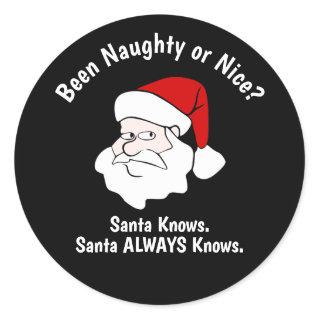 Naughty or Nice Santa Classic Round Sticker