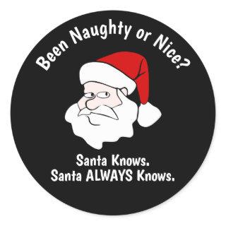 Naughty or Nice Santa Classic Round Sticker