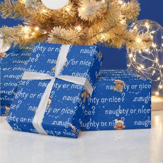 NAUGHTY OR NICE Text With Gingerbread Man