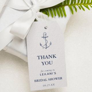 Nautical Anchor Bridal Shower White Thank You Gift Tags