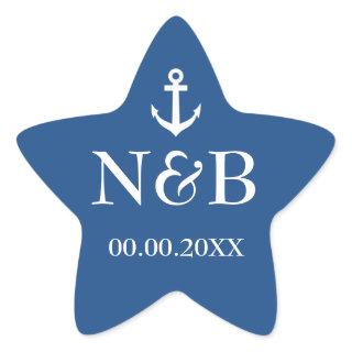 Nautical anchor monogram wedding favor stickers