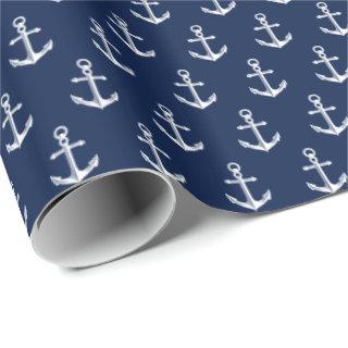 Nautical Anchor Pattern Navy White