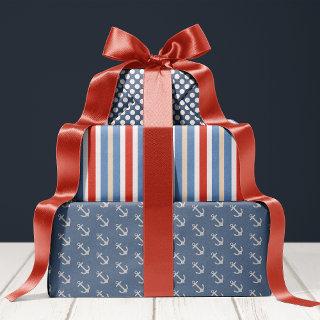 Nautical Anchor Polka Dot Stripe  Sheets