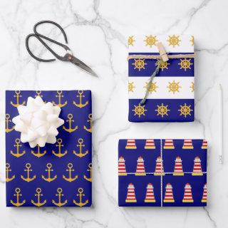Nautical anchor & ship wheel pattern on navy blue   sheets