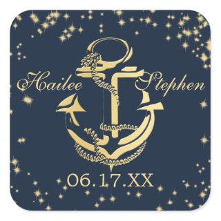 Nautical Anchor Starry Sky Square Sticker