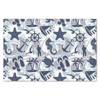 Nautical Beach Pattern Navy ID839 Tissue Paper