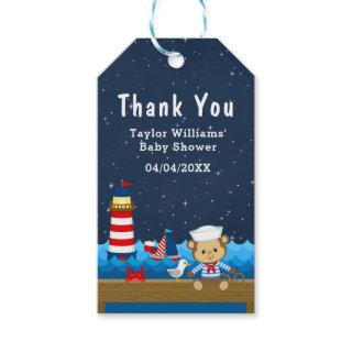 Nautical Boy Monkey Red Baby Shower Thank You Gift Tags