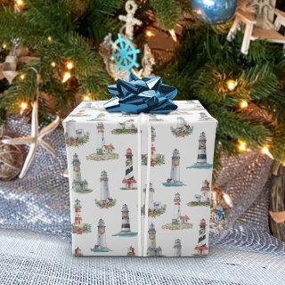 Nautical Christmas Lighthouses White