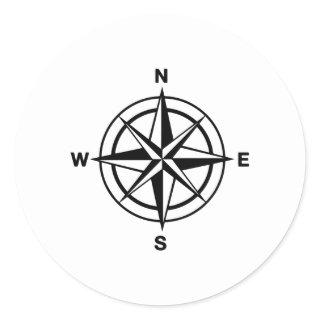 Nautical Compass Classic Round Sticker
