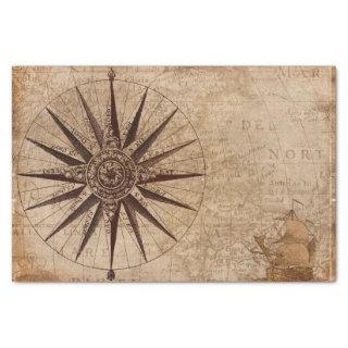 Nautical Compass Vintage Map Travel Tissue Paper