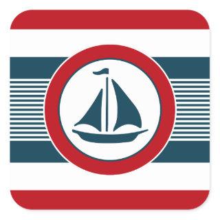 Nautical design square sticker