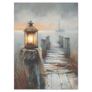 Nautical Dock and Lantern Watercolor Decoupage Tissue Paper