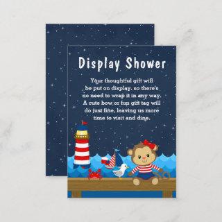 Nautical Girl Monkey Red and Navy Display Shower Enclosure Card