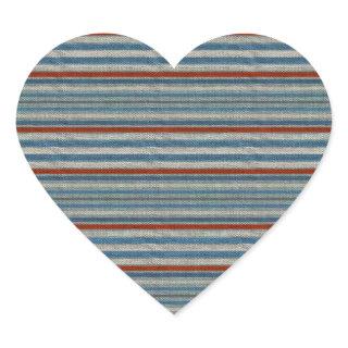 Nautical Linen Stripe Heart Sticker