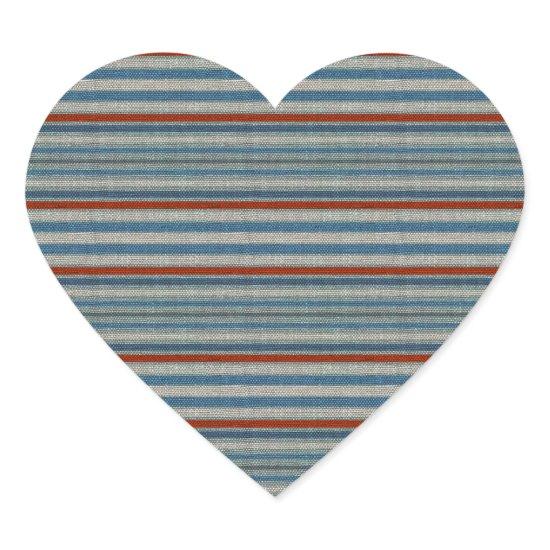 Nautical Linen Stripe Heart Sticker