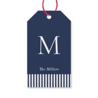 Nautical Monogrammed Navy & White  Gift Tags