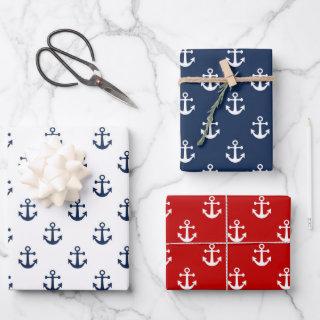 Nautical navy blue anchor on a white background  sheets