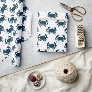 Nautical Navy Blue Crab Pattern